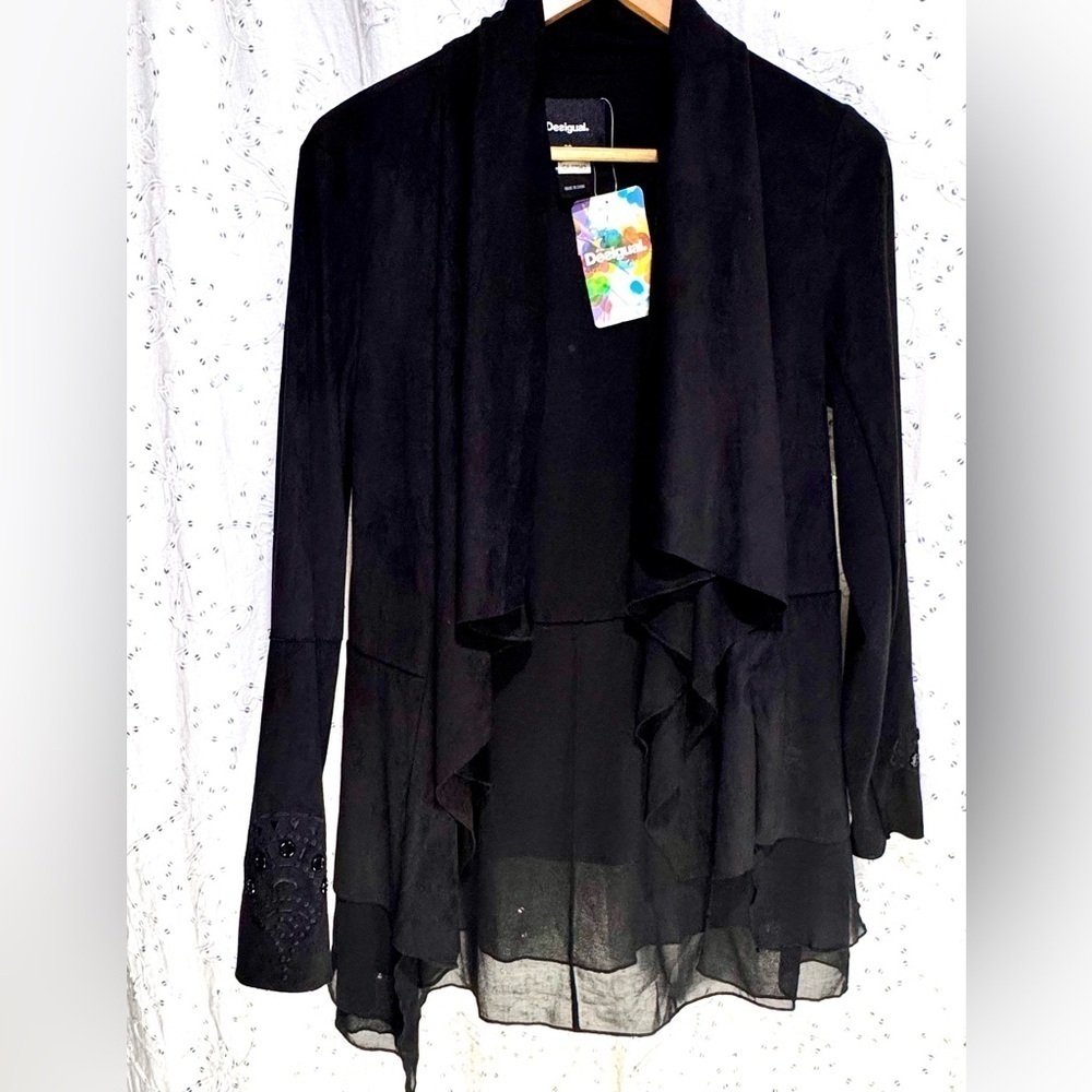 NWT Desigual Women's Audreane Faux Leather Waterfall Jacket Size US 4